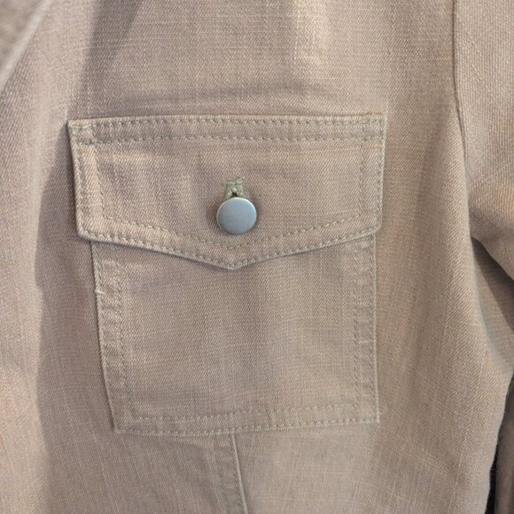 Kenneth Cole NY Khaki Jacket Neutral Cinched Waist Layering Fall Staple- Size 14 - Picture 3 of 4